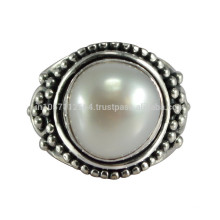 Vintage 925 Sterling Silver Design & Natural Pearl Gemstone Ring Jewelry at Best Price